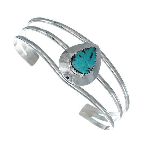 Native American Turquoise Sterling Silver Tear Drop Navajo Cuff Bracelet NX11629